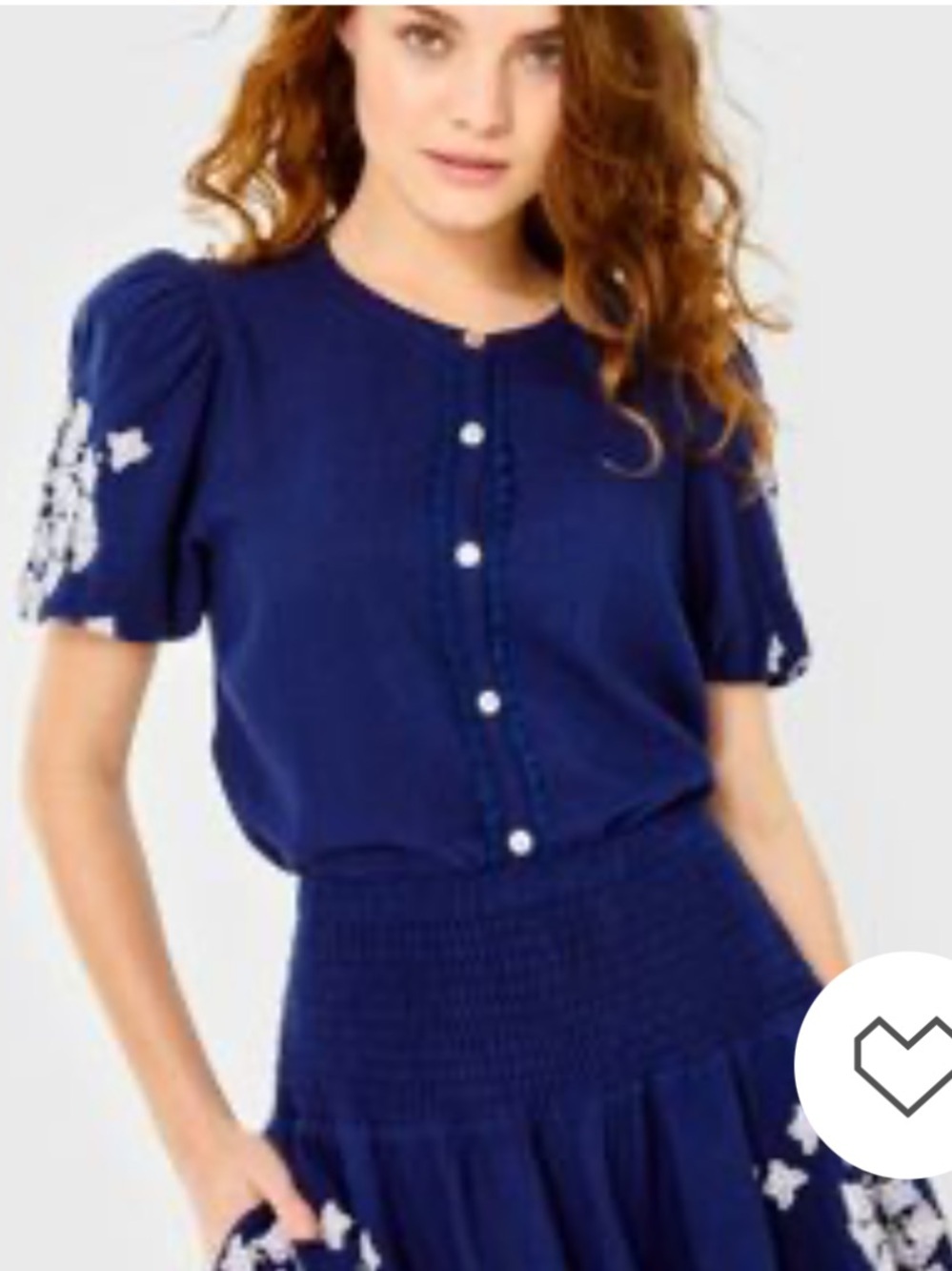 Cartolina Nantucket Margot Embroidered  Set Blue Boho Smocked  Cottagecore Small